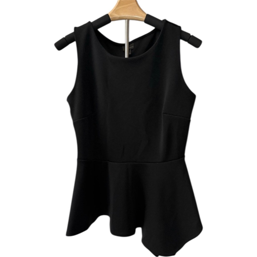 Worthington Black Peplum Top Small Sleeveless Fit Flare Career Blouse